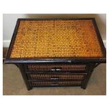 Bamboo and Wicker 3 Drawer Side Table  with Wicker Rocking Chair