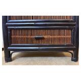 Bamboo and Wicker 3 Drawer Side Table  with Wicker Rocking Chair