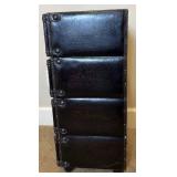 Vintage Style 4 Drawer Faux Leather Luggage Accent Table and Distressed Molded Plaster Tall Table Lamp
