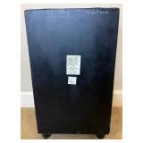 Vintage Style 4 Drawer Faux Leather Luggage Accent Table and Distressed Molded Plaster Tall Table Lamp