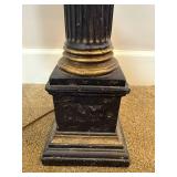 Vintage Style 4 Drawer Faux Leather Luggage Accent Table and Distressed Molded Plaster Tall Table Lamp