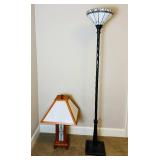 Mission Style Table Lamp with Glass Shade and Tiffany Style Mission Design Floor Lamp