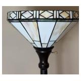 Mission Style Table Lamp with Glass Shade and Tiffany Style Mission Design Floor Lamp