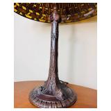Antique Victorian Style Parlor Table and Tiffany Style Stained Glass Table Lamp