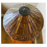 Antique Victorian Style Parlor Table and Tiffany Style Stained Glass Table Lamp