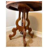 Antique Victorian Style Parlor Table and Tiffany Style Stained Glass Table Lamp