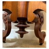 Antique Victorian Style Parlor Table and Tiffany Style Stained Glass Table Lamp