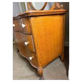 Antique Serpentine Front 4 Drawer Dresser with Round Swivel Mirror
