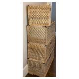Woven Storage Baskets Bundle  - 3 Large Rectangle and 1 Square