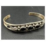 Navajo Style Sterling Silver and Black Onyx Cuff Bracelet