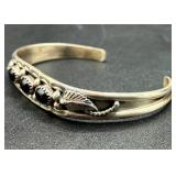 Navajo Style Sterling Silver and Black Onyx Cuff Bracelet