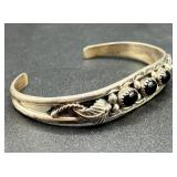 Navajo Style Sterling Silver and Black Onyx Cuff Bracelet