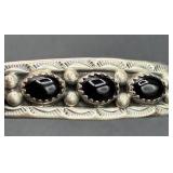 Navajo Style Sterling Silver and Black Onyx Cuff Bracelet