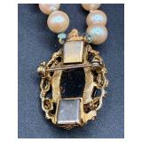 Vintage Jewelry Selection with Faux Pearl Necklaces, Cameos, Pins and Long Gloves