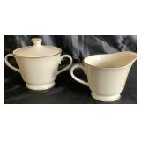 Lenox Gold Leaf Hayworth Porcelain Fine China Set - Cream Colored Ivory with Gold Trim