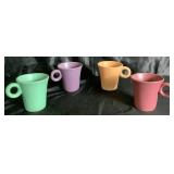 Set of 4 Vintage Signed Luna Garcia Studio Pottery Mugs