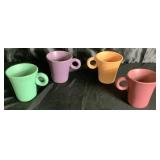 Set of 4 Vintage Signed Luna Garcia Studio Pottery Mugs