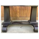 Vintage Black Wooden Library Table with Trestle Base Design