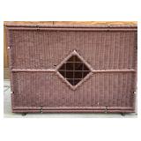 Brown Wicker Style Pet Crate Table with Corgi Treat Jar, Mug & Sculpture