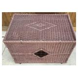 Brown Wicker Style Pet Crate Table with Corgi Treat Jar, Mug & Sculpture