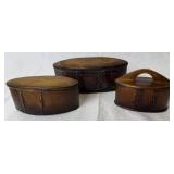 Thai Handcrafted Bamboo and Rattan Tobacco Boxes plus Japanese-Style Cast Iron Teapot