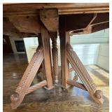 Antique Victorian Revival Oak Table with Barley Twist Legs and Casters