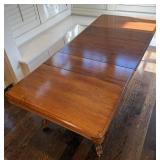 Antique Victorian Revival Oak Table with Barley Twist Legs and Casters