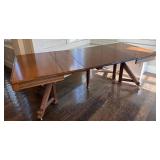 Antique Victorian Revival Oak Table with Barley Twist Legs and Casters