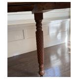 Antique Victorian Revival Oak Table with Barley Twist Legs and Casters