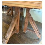 Antique Victorian Revival Oak Table with Barley Twist Legs and Casters