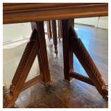 Antique Victorian Revival Oak Table with Barley Twist Legs and Casters