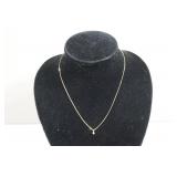 14k Yellow Gold Box Link Chain with Diamond Pendant