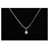 14k Yellow Gold Box Link Chain with Diamond Pendant