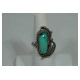 Artisan Silver Tone Ring with Turquoise Stone
