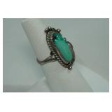 Artisan Silver Tone Ring with Turquoise Stone