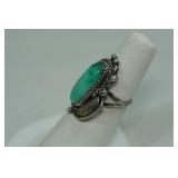 Artisan Silver Tone Ring with Turquoise Stone