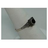 Sterling Silver Ladies Black Onyx Ring