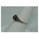 Sterling Silver Ladies Black Onyx Ring