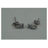 10k White Gold Tanzanite and Diamond Stud Earrings