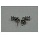 10k White Gold Tanzanite and Diamond Stud Earrings