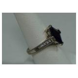 Sterling Silver Ladies Ring - Lab Created Sapphire