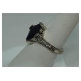 Sterling Silver Ladies Ring - Lab Created Sapphire