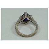 Sterling Silver Ladies Ring - Lab Created Sapphire