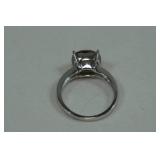 Sterling Silver Ladies Ring - Lab Created Ruby and Cubic Zirconia