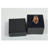 Sterling Silver Ladies Ring - Large Lab Created Citrine