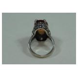 Sterling Silver Ladies Ring - Large Lab Created Citrine
