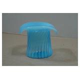 Vintage Fenton Art Glass Blue Opalescent Swirt Top Hat Vase