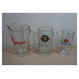 Glass Pitcher and Beer Mugs