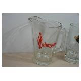 Glass Pitcher and Beer Mugs