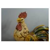 Vintage Majolica Hand Painted Large Rooster Yard Art